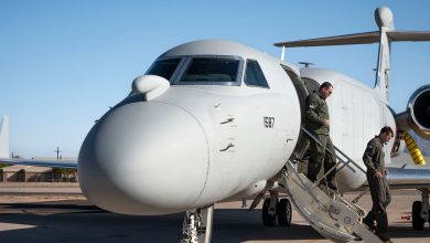 Airmen hold first training sortie for new electronic attack plane