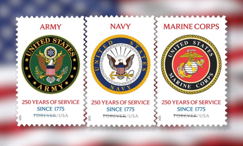 USPS unveils 250th anniversary stamps honoring military branches USPS unveils 250th anniversary stamps honoring military branches
