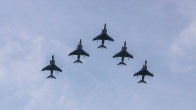Marine squadron conducts its final Harrier flight in switch to F-35