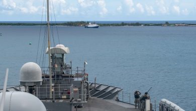 USS Blue Ridge leaves Guam after port visit