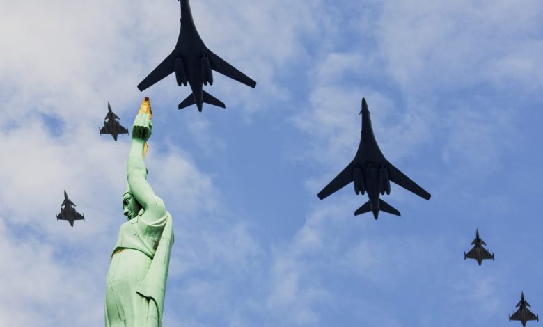 B-1 bombers, NATO fighters fly over Latvia to show unified force B-1 bombers, NATO fighters fly over Latvia to show unified force