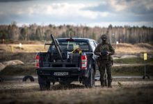 US and NATO troops practice drone-on-drone combat using a pickup truck
