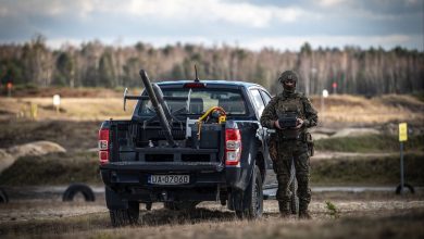 US and NATO troops practice drone-on-drone combat using a pickup truck