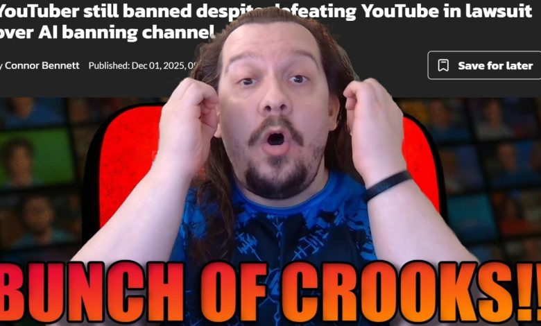 YouTuber BANNED Despite Winning Lawsuit Against YouTube! #YouTubeAIWrongedCreators