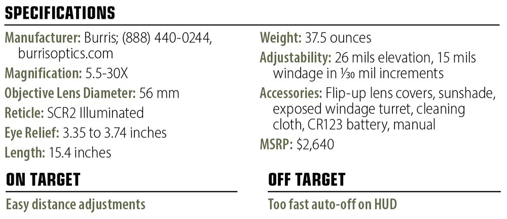 Burris XTR PS Riflescope specs
