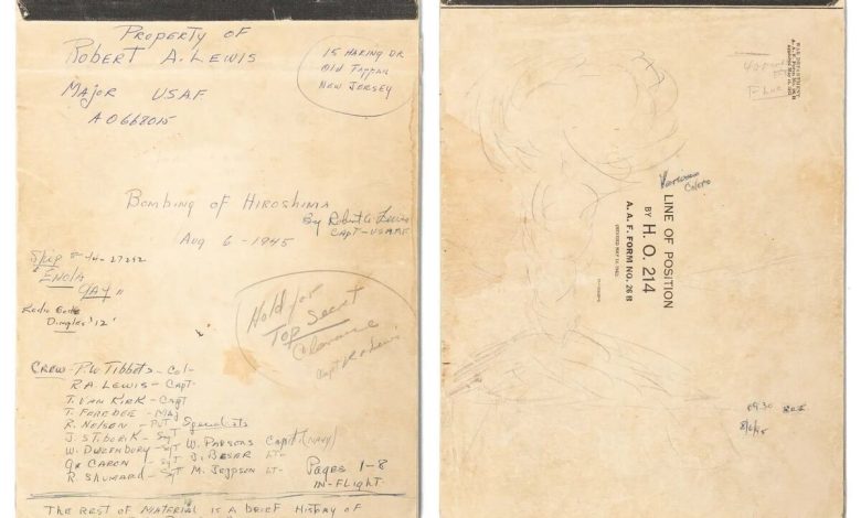 ‘My God what have we done’: Enola Gay pilot’s combat notebook is for sale