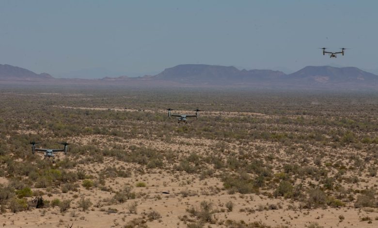 Marine Corps MV-22 Osprey suffers engine fire during Air Force training exercise Marine Corps MV-22 Osprey suffers engine fire during Air Force training exercise