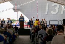 Navy christens Flight III Arleigh Burke-class destroyer after Korean War hero