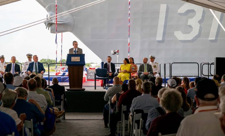 Navy christens Flight III Arleigh Burke-class destroyer after Korean War hero