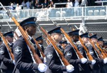 Space Force Honor Guard showcases new ceremonial uniform in DC Grand Prix