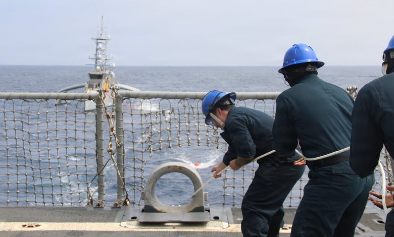 US destroyer practices at-sea drone refueling