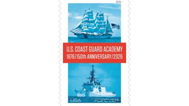 Coasties’ photos used on stamps honoring Coast Guard Academy’s 150th